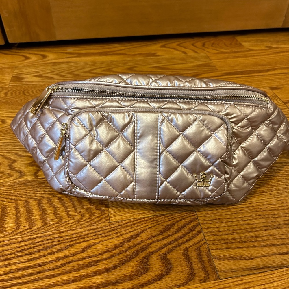 Oliver Thomas Quilted Metallic Champagne Waist Bag